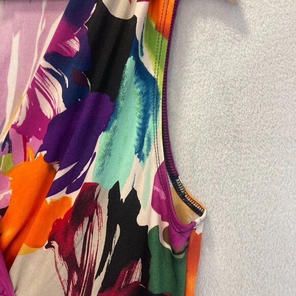 Shelby & Palmer Floral A-Line Dress Sz Large Stretch Fit & Flare Colorful Resort - Picture 6 of 14